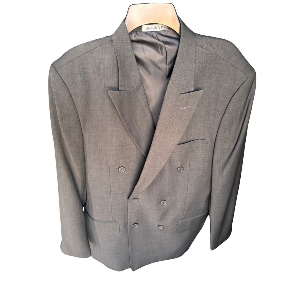Vittorio St. Angelo Men’s Gray Double Breasted Blazer Sport Coat 42R Lined